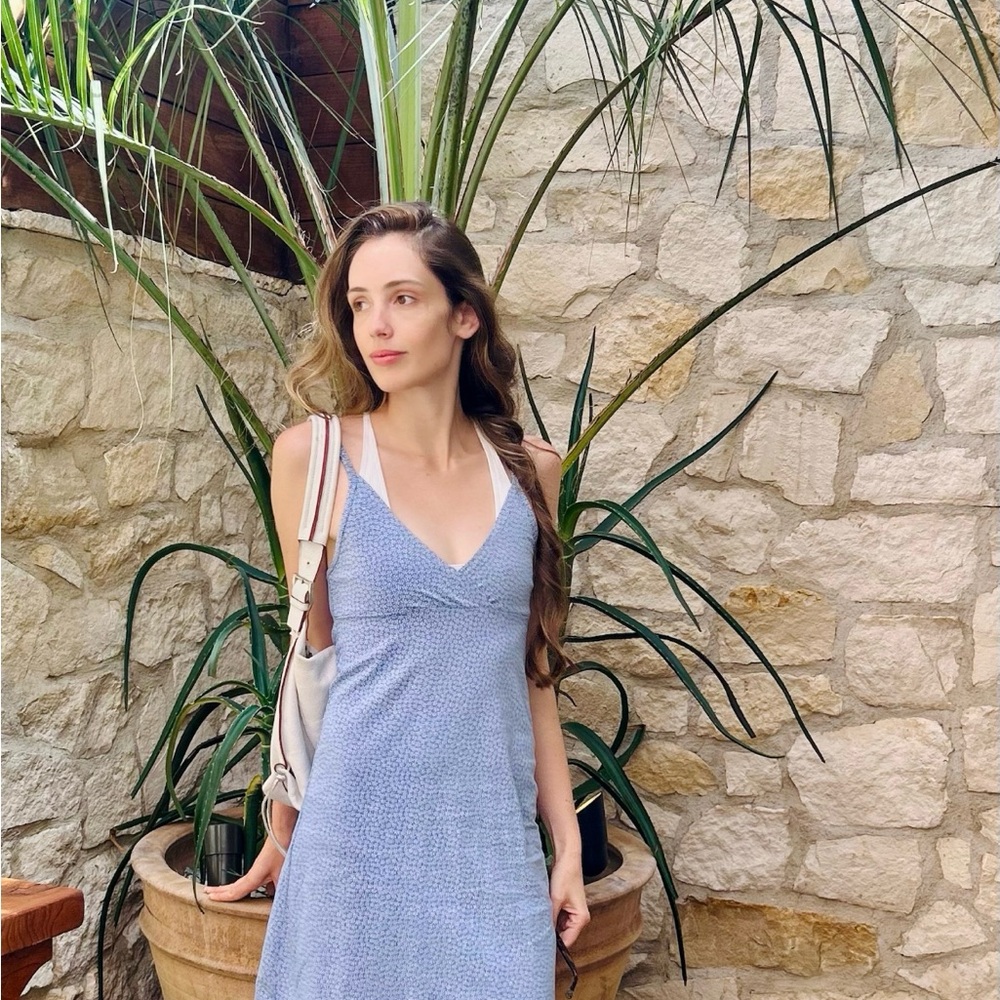 Brandy Melville Light Blue V-Neck Textured Sundress